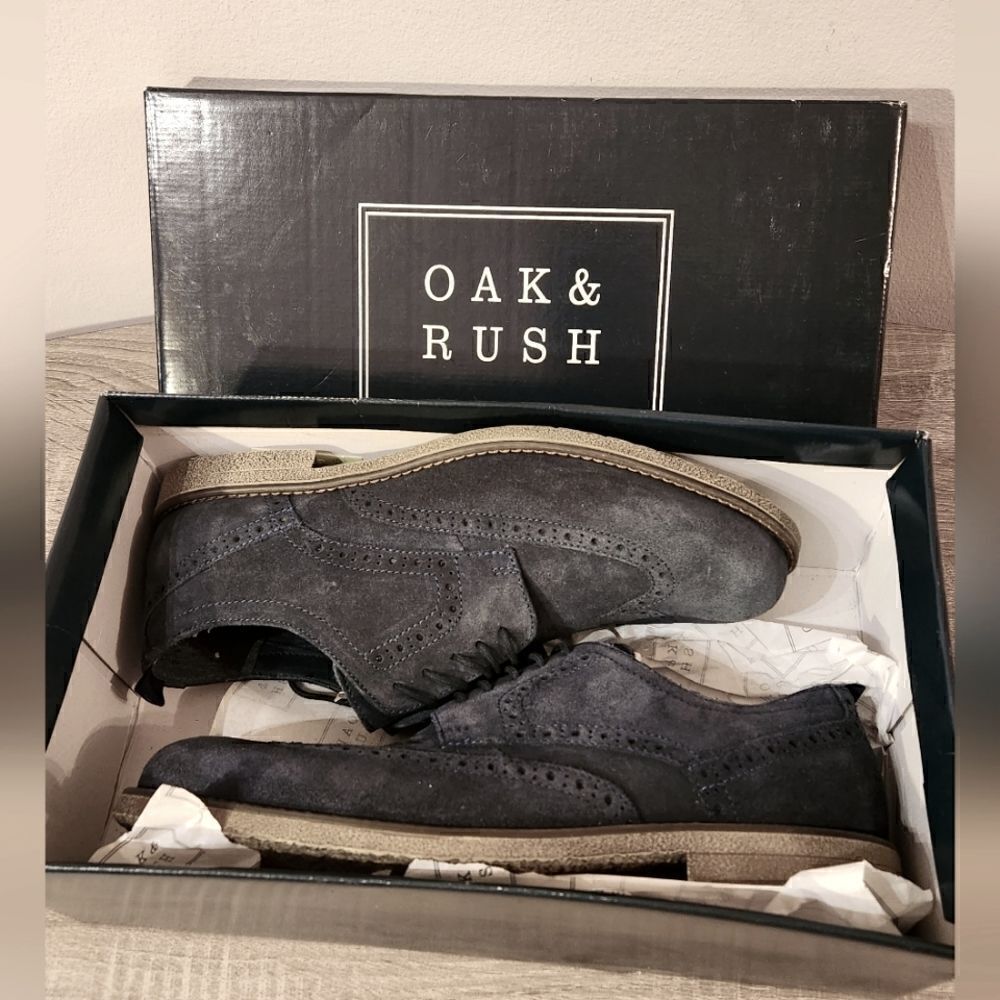 New OAK AND RUSH MEN'S SUEDE WITH LACES SHOES BLUE COLOR SIZE 11